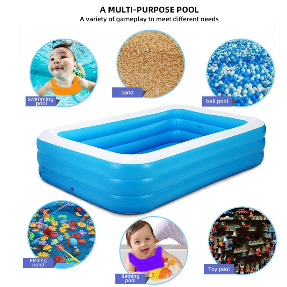 2/2.6M Large Children's Swimming Pool Summer Inflatable Toys Family Swimming Pool Large Child baby Rectangular Pvc Outdoor Toy