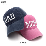 KOEP MOM And DAD Baseball Cap Fishing Caps Men Outdoor Women Washed And Worn Pregnancy Announcement Hats 3D Embroidery