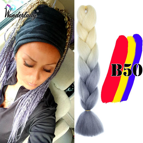 WonderLady 255 Color Long Colored Braiding Hair Jumbo Braids DIY Hairstyle Ombre Synthetic Hair Extensions For Women Braiding