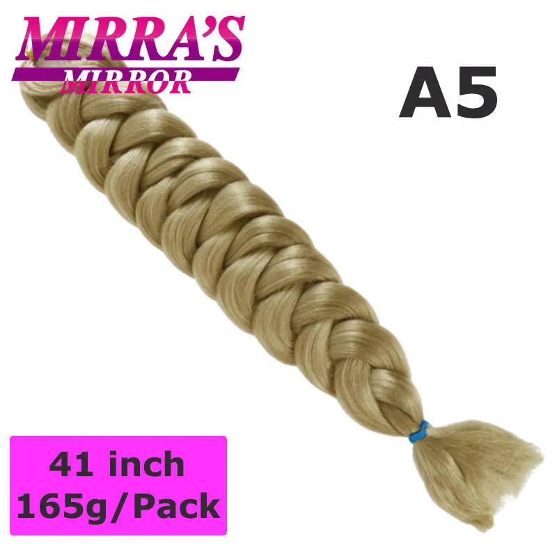 Mirra's Mirror 5 Packs Long Braiding Hair 82 Inch Jumbo Braid Hair Extensions Pure White Yellow Red Blue Synthetic Hair For Bulk