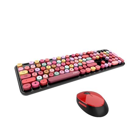 Mofii Sweet Keyboard Mouse Combo Mixed Color 2.4G Wireless Keyboard Mouse Set Circular Suspension Key Cap Keyboard for PC Laptop