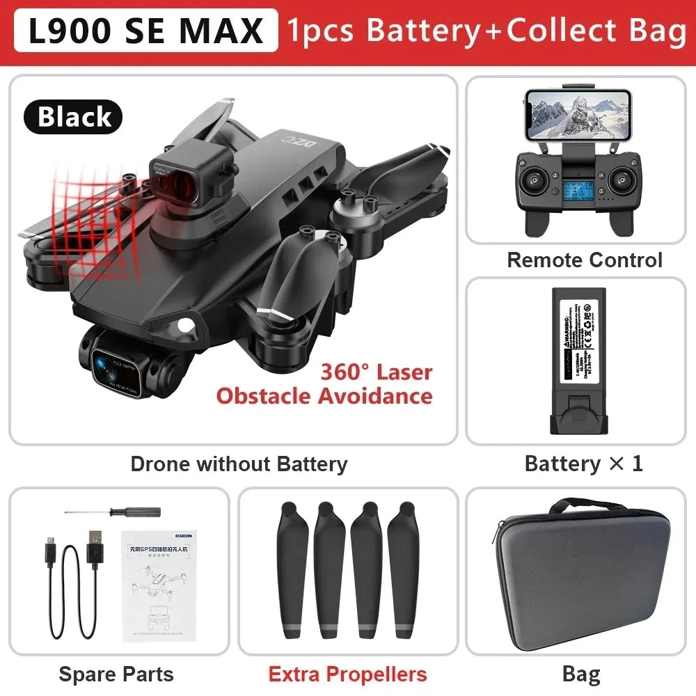 L900 Pro SE MAX GPS Drone 4K Professional Dual HD Camera 5G FPV 360° Obstacle Avoidance Brushless Motor Rc Quadcopter Drones Toy