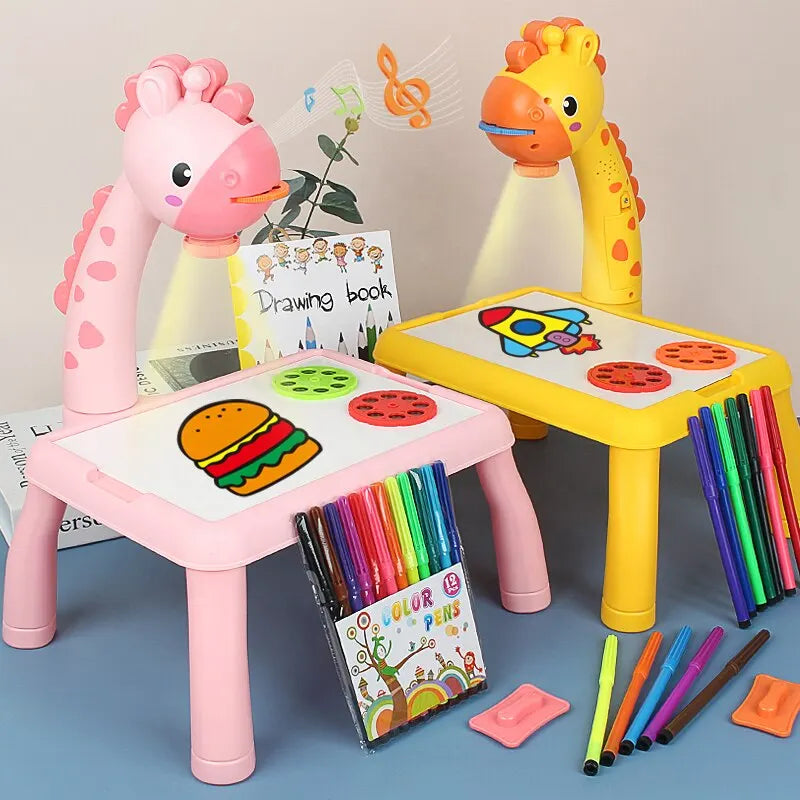 LED Projector Board Giraffe Hand Writing Painting Desk Children Drawing Table Kids Educational Learning Toys Gift Birthday Gift