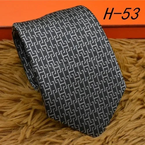 2024 new H Family 100% Silk Tie Creative Stripe Gift for Work Wedding 8cm Suit Accessories necktie  bowties  collared shirt