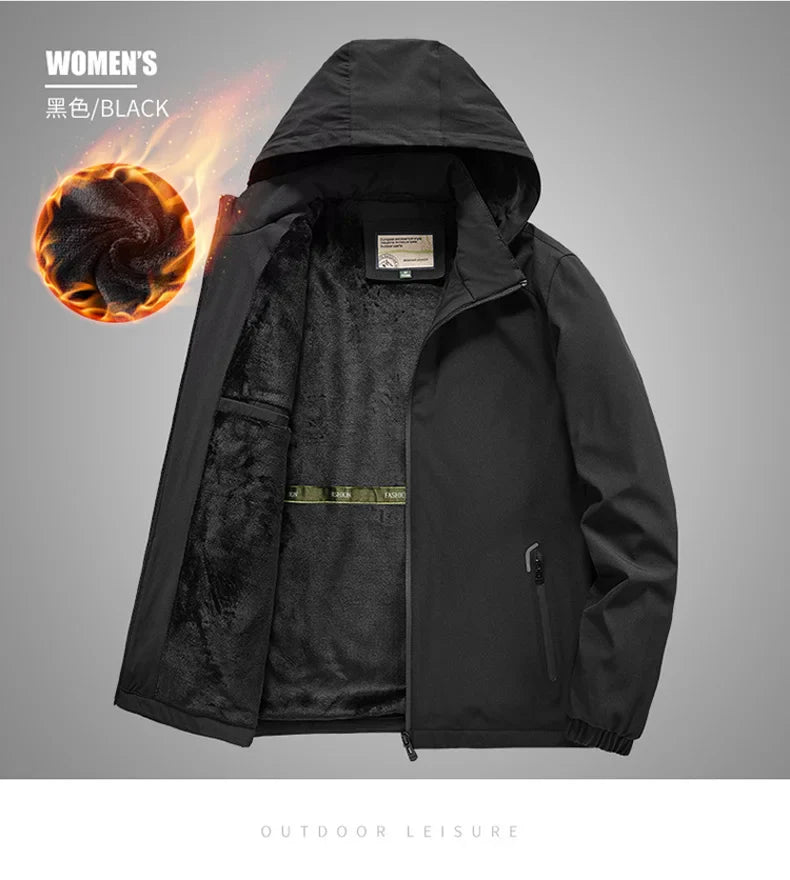 winter Windproof Jacket Men's Military Fleece-lined Thickened Warm Aviator Parka Outdoor Camping Waterproof Men's Hooded Coat