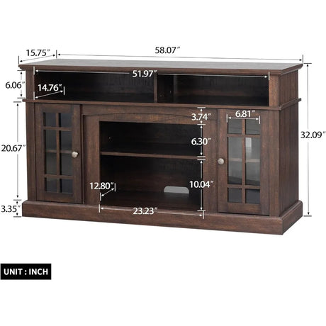 Farmhouse TV Stand for 70 Inches TVs, Storage Cabinet, Entertainment Center with Electronic Fireplace and Remote Control