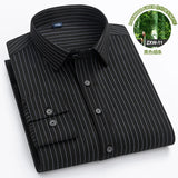 Spring and autumn new men's bamboo fiber non-ironing long sleeve shirt anti-wrinkle business daily casual fashion stripes