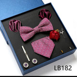 Luxury Quality Tie Set With Necktie Bowtie Pocket Square Cufflinks Tie Clip Brooches For Man Bussiness Wed Party Tie Gift Box