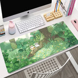 Cute Cat Large Gaming Keyboard Mouse Pad XL Green Plant Computer Gamer Tablet Mause pad Long Mousepad XXL 900x400 Play Mice Mats