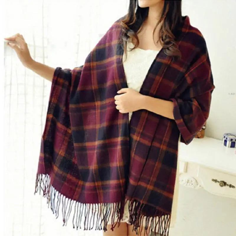 Winter Female Lattice Imitation Cashmere Scarf Autumn And Winter Thick Fashion Warm Wild Scarf Shawl