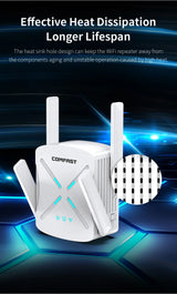 AX1800 Dual Band 2.4 & 5Ghz Gigabit Wireless Extender Wifi 6 Repeater 4 Antenna Wi-fi Router Long Range Wlan Signal Amplifer