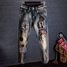 Tapered Graphic Jeans for Men with Print Hip Hop Motorcycle Mens Cowboy Pants Boot Cut Summer High Quality Straight Xs Trousers