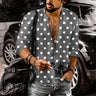 Men's button-up shirt casual business spring and summer large size long-sleeved striped print work daily vacation shirt