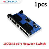 5pcs 1000M Mini 5 8 Port Desktop Switch Fast Ethernet Network Switch Gigabit LAN Hub RJ45 Ethernet Switching Pcba