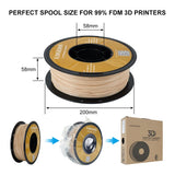 KINGROON 3D Printer Filament Wood PLA 1.75mm 1kg Spool Wood-based Printing Material , Wood-like 3D Printer Model