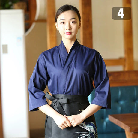 Unisex Japanese Korea Style Cook Uniform Shirts Kimono Waiter Work Wear Tops Chef Sushi Restaurant Overalls Waiter Work Jackets