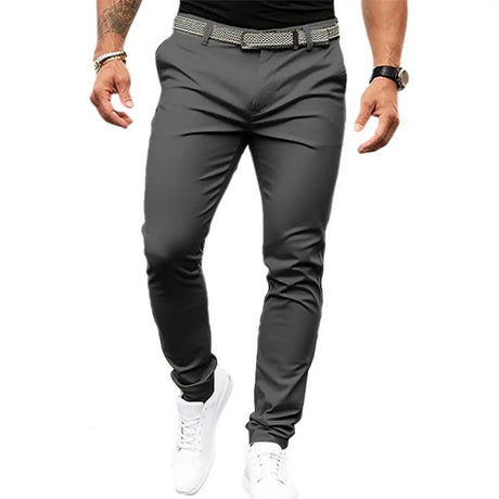 Slim Fit Suit Pants Men's Slim Fit Solid Color Suit Pants with Mid-rise Slant Pockets Zipper Fly Business Office for Workwear