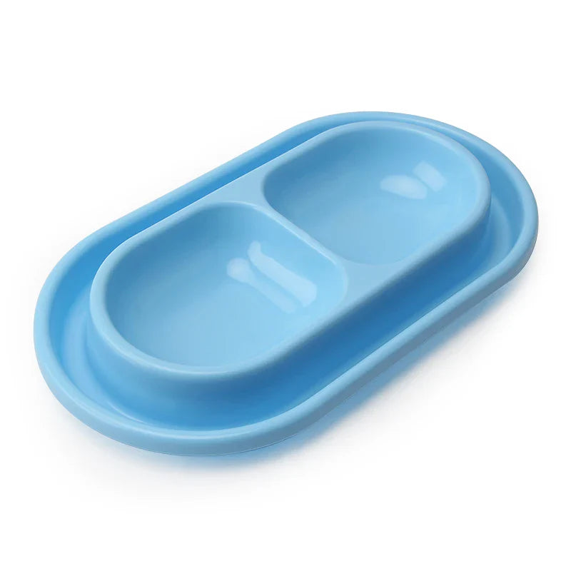 Pet Double Bowl Plastic Kitten Dog Food Drinking Tray Feeder Cat Feeding Anti Ants Water Dish Pet Puppy Supplies Accessories