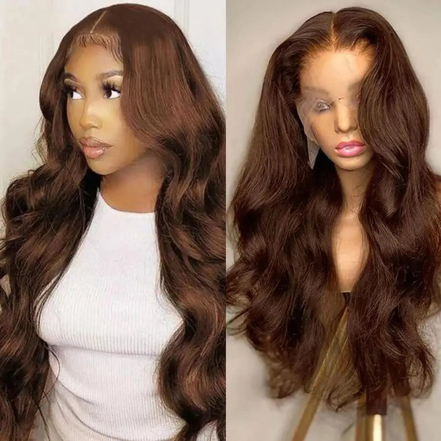 13x4 Chocolate Brown Lace Front Human Hair Wigs Body Wave Human Hair Wig Glueless Dark Brown 13x6 Hd Lace Frontal Wigs For Women