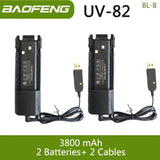 Baofeng UV 82 BL-8 Battery Walkie Talkie Ham Radio 2800/3800/4200 mAh Enlarge UV82 Plus UV-8D UV-82WX Original Radio Accessories