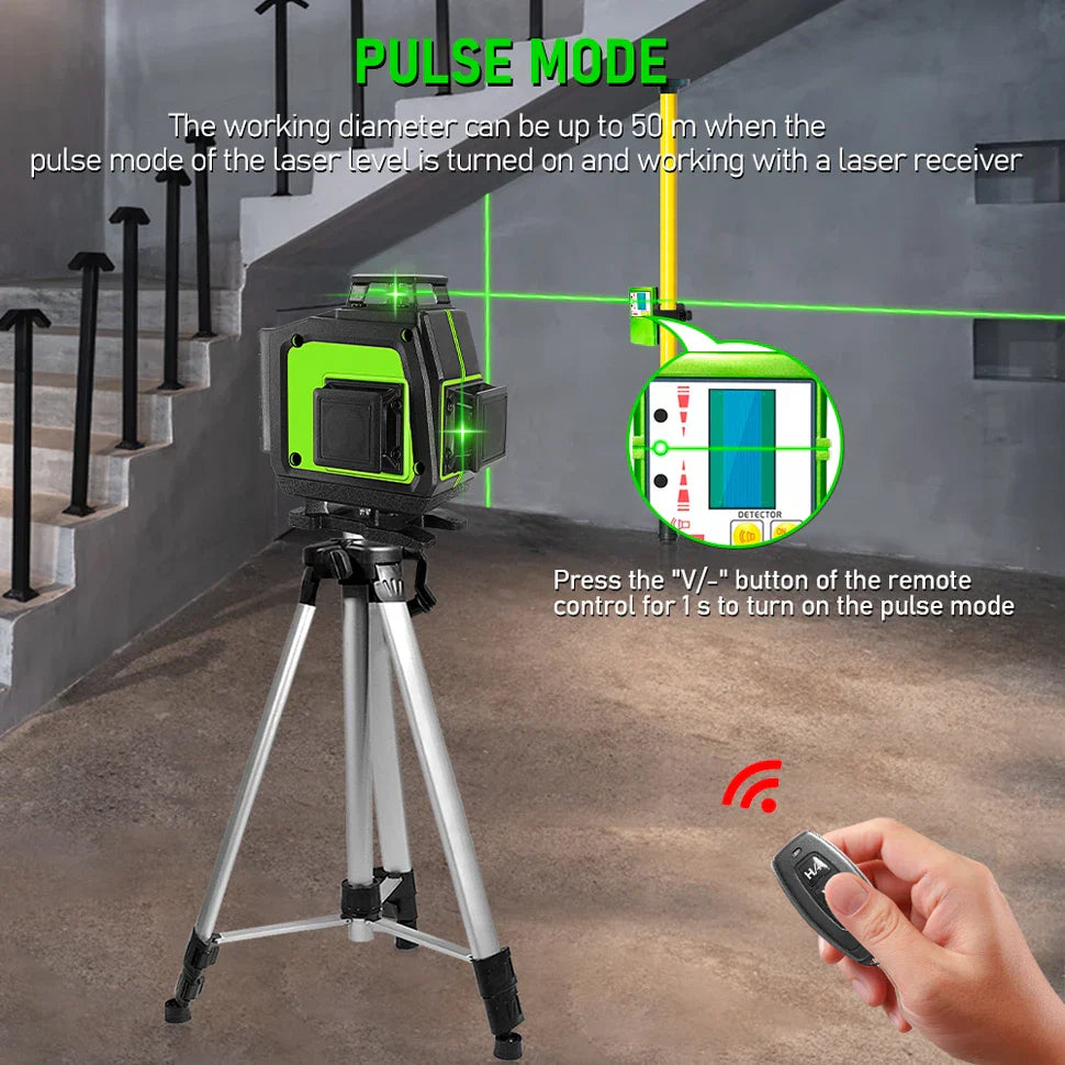 Clubiona 16/12 lines professional Super powerful Green Lines Laser Level With 4000mAh Li-ion Battery Remote Control pulse mode