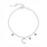 ANENJERY Zircon Moon Star Pendant Chain Bracelets for Women Trendy Simple Hand Jewelry Accessories Girls Birthday Gifts