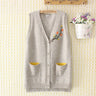 Plus Size Loose Sweaters Vest Women Clothing 4xl Loose Fit High Strecth Knitted Cardigan Floral Embroidered Pocket V-Neck Jumper