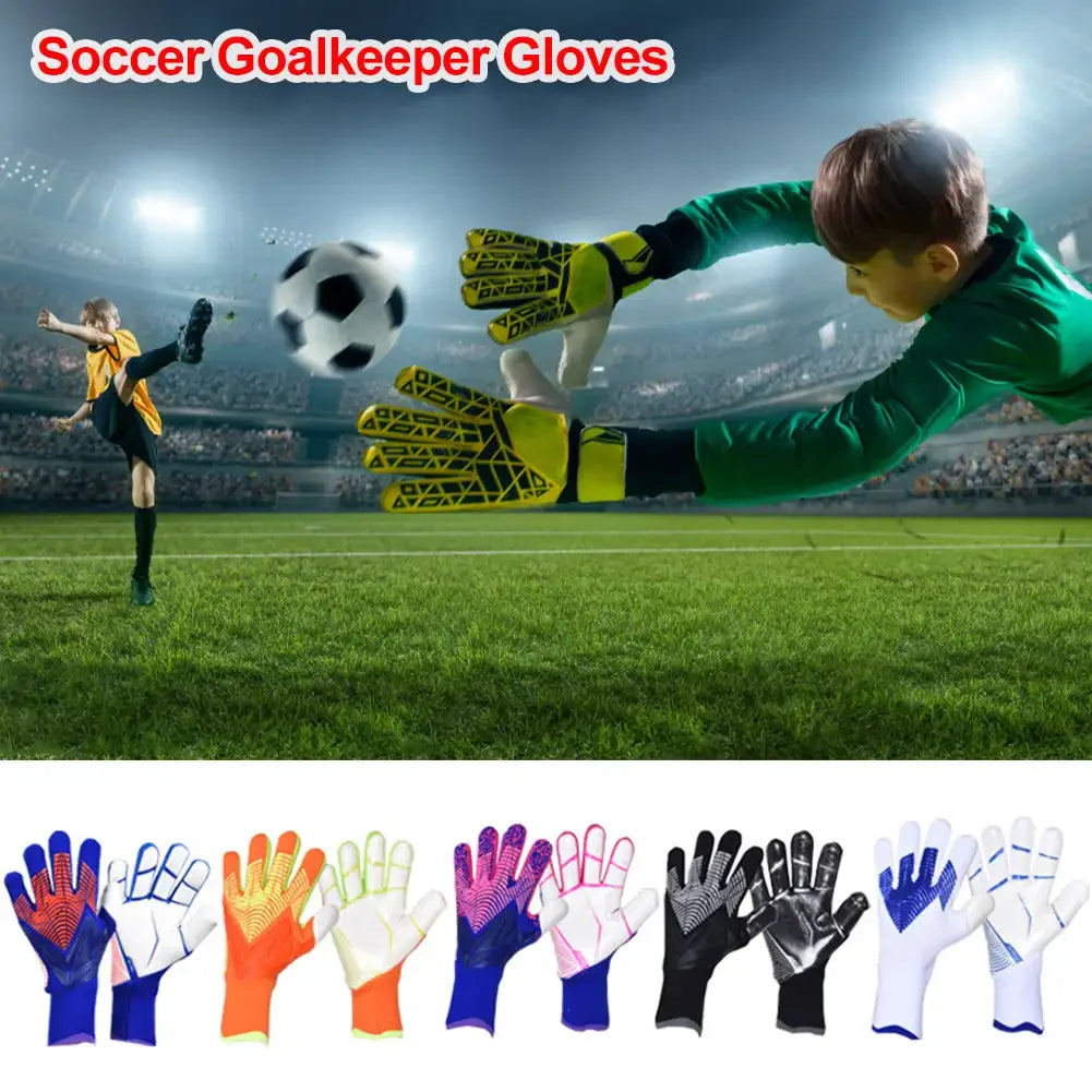 Kids Adults Thicken Latex Goalkeeper Gloves Goalie Gloves Football Soccer Anti-slip Protection Soccer Children Goalie Gloves