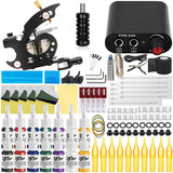 Professional Coil Tattoo Machine Kits 10 Wraps Coil Tattoo Gun Set with Power Supply Grip inks Tattoo Kit for Beginner