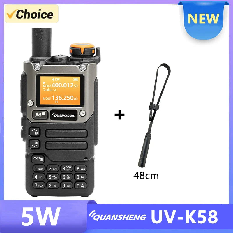 UV K58 Walkie Talkie 5W Quansheng UV-K6 Two Way Radio 50-600MHz Full Band Receiving Type C Charge Air Band DTMF Scramber UV-K5