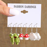 17KM Cartoon Frog Duck Earrings Set Animal Butterfly Cute Dangle Earrings for Women Geometric Bear Cloud Earring Trendy Jewelry