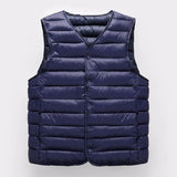 2023 Autumn Winter Men Warm Vest Jacket Male Ultra Lightweight V-neck Sleeveless Button Packable Warm Down Cotton Liner Vest