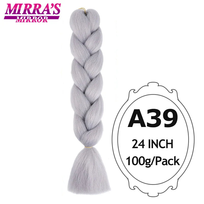 Jumbo Braiding Hair Extensions 24inch Ombre Hair For Braids 5Pcs Box Braid Yaki Texture Synthetic Fiber Fake Hair Mirra’s Mirror