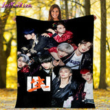 Stray Kids Blanket Soft Sofa Cover Kpop Singer Throw Blanket Fleece Blanket Lightweight Warm Bed Blankets for Bedroom Couch