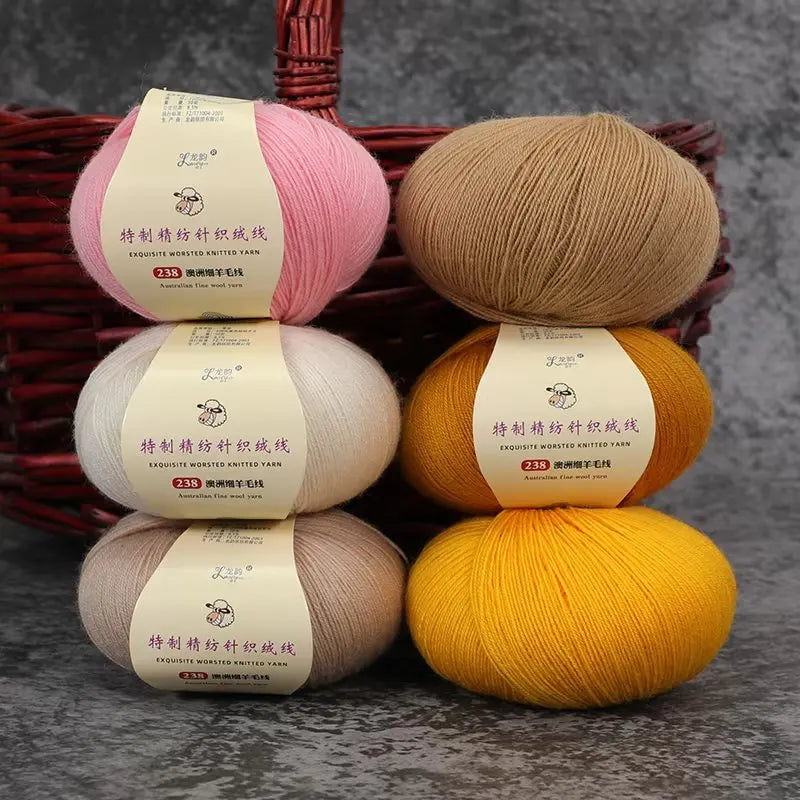 50g 100% Merino Wool Yarn Thin Yarn Soft Anti-pilling Eco-friendly High Quality for Hand Knitting Wool Crochet Knitting