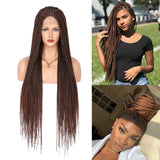 Viyskur 36 Inches Full Lace Front Knotless Box Braided Wigs With Baby Hair Super Long Synthetic For Black Women