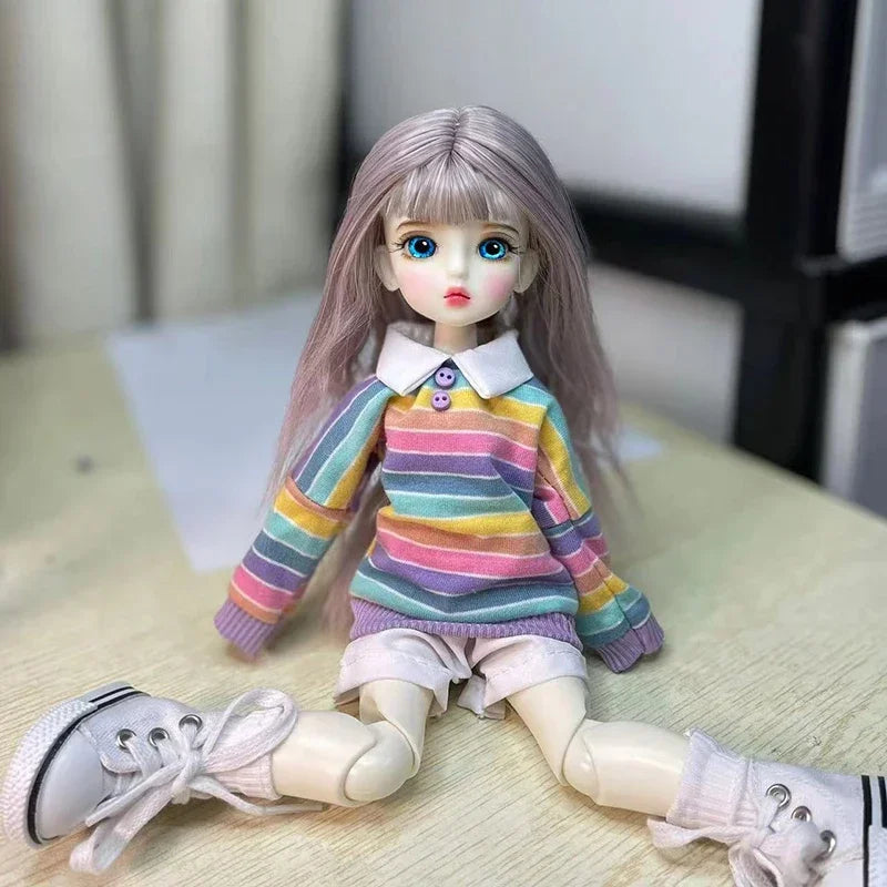 Full Set 1/6 BJD Doll Fashion Suit 30CM Doll with 3 Pair Eyes Blythe Doll Kids Girls Toy Gift ( Open Head)