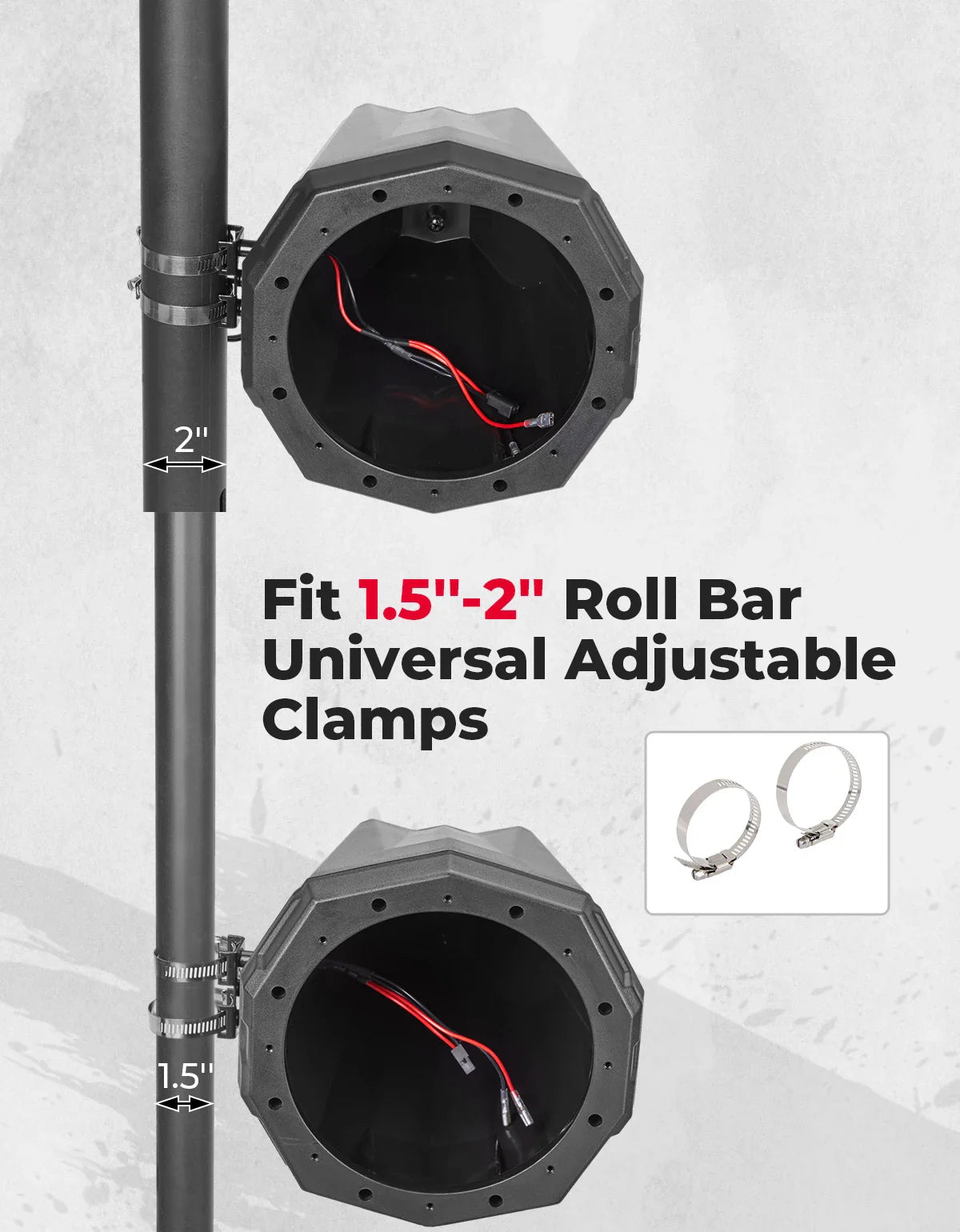 For Can Am UTV ATV Speaker Enclosure Accessories 1.5 - 2" Clamps Compatible with Polaris RZR 800 900 1000 XP Maverick X3