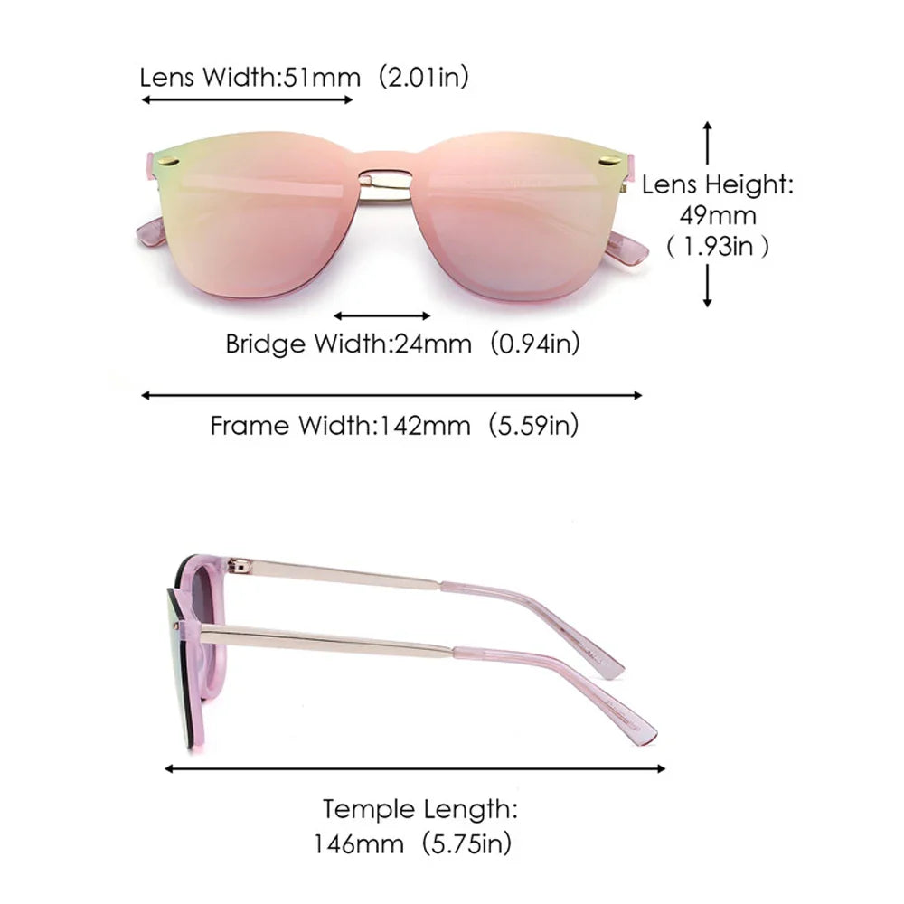 JIM Trendy Rimless Mirrored Sunglasses Reflective Sun Glasses for Women Men UV400