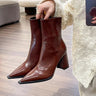 Winter Designer Ankle Boots Fashion Back Zippers Pointed Toe Ladies Elegant Short Plush Short Boots High Heel Women's Footwear