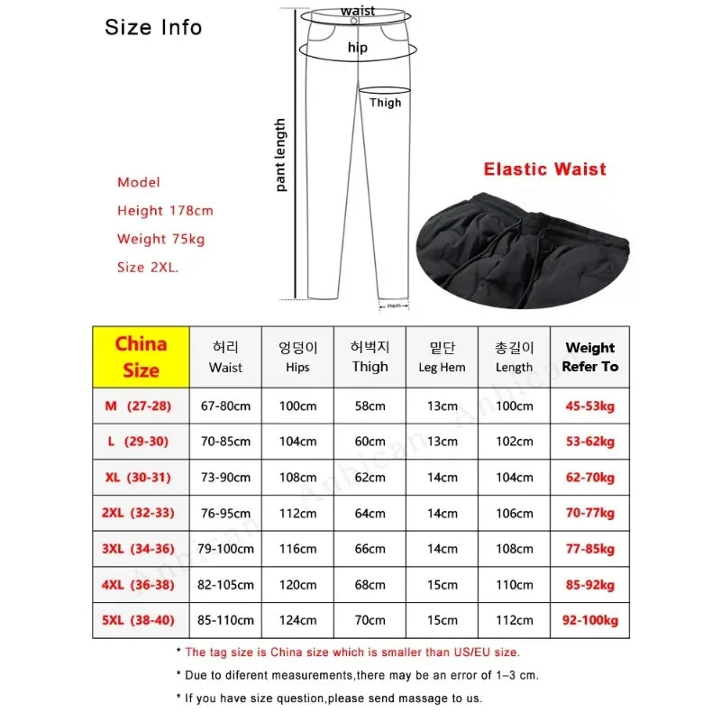 80% White Duck Down Padded Thicken Winter Warm Down Pants Men Joggers Sportswear Sweatpants Thermal Down Trousers