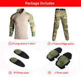 Tactical Camouflage Military Uniform Clothes Suits Men US Army Clothes Airsoft Hunting Suit Combat Shirt + Cargo Pants+4 Pads