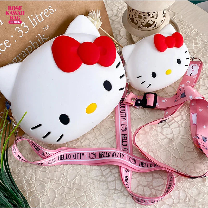 Hello Kitty Bag Kawaii Cartoon Shoulder Bag Silicone Waterproof Mini Coin Purse Cute Hello Kitty Crossbody Bag for Children Bag