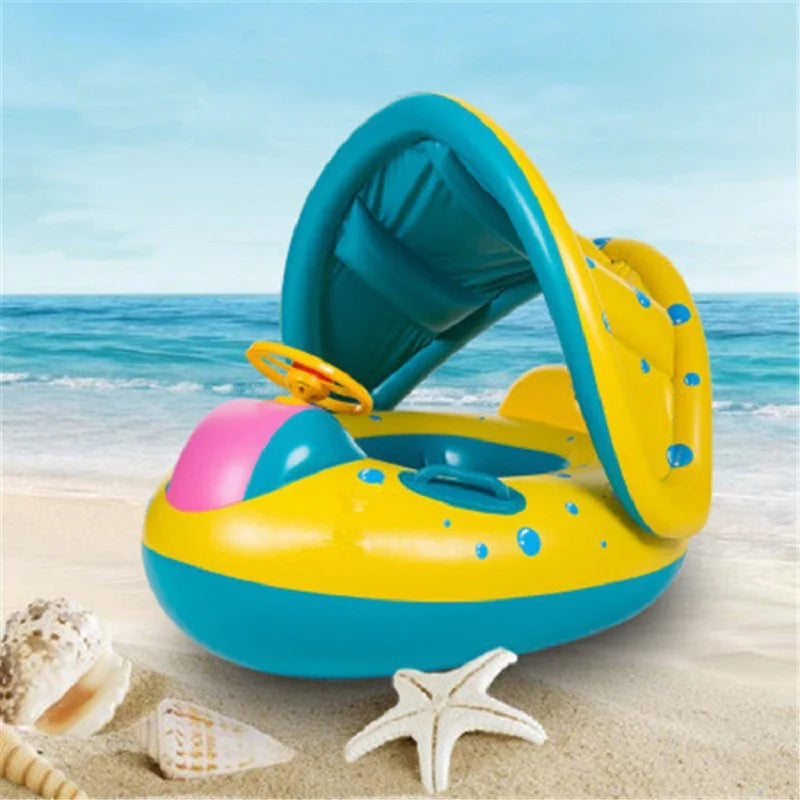 Baby Swimming Ring with Sunshade Pool Float Unicorn Inflatable Swimming Circle Baby Seat Swim Pool Toys Summer Party