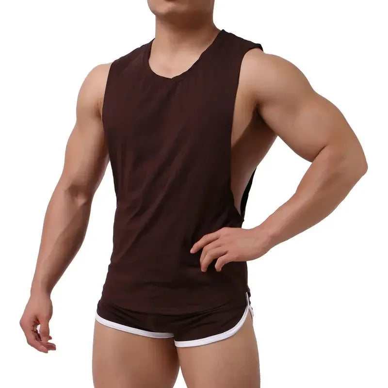 Mens Tank Tops Sleeveless Cotton Summer Vest Loose Gym Fitness Tops Casual Undershirts Boxers Shorts Underwear Mens Clothes Set