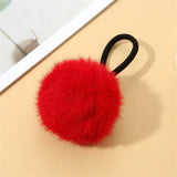 Cute Fur Ball Plush Hair Rope High Elastic Black Hair Ties With Pompom Women Toddler Girls Ponytail Holder Seamless Rubber Bands