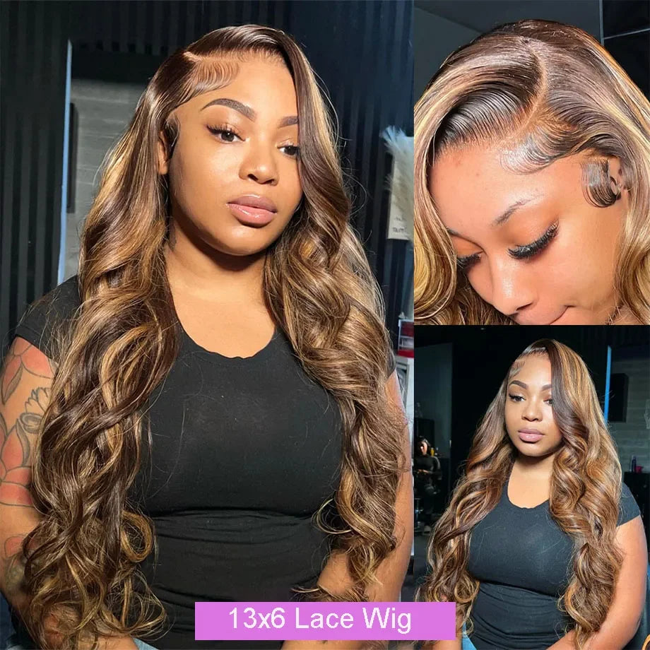 Highlight Wig 13x4 HD Lace Frontal Wig Human Hair Honey Blonde Body Wave Lace Front Wigs For Women Glueless Wigs Pre Plucked