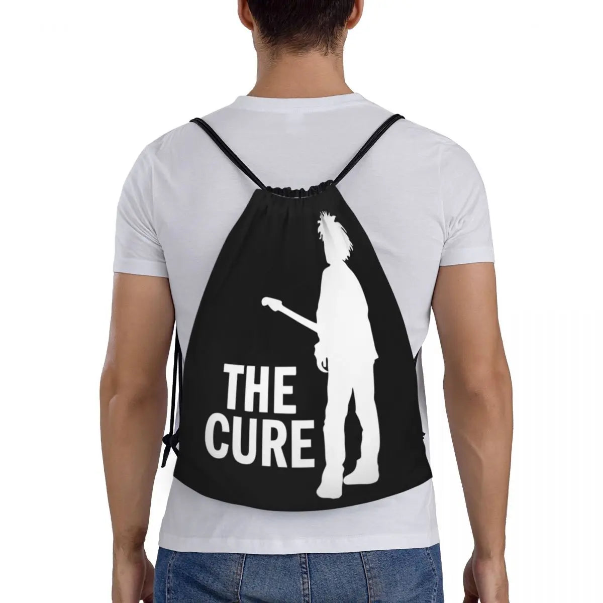 The Cure Robert Smith Logo Drawstring Backpack Sports Gym Sackpack String Bag for Running