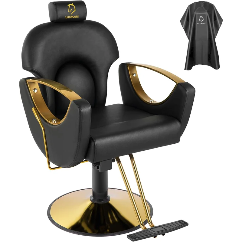 LUXMARS Hydraulic Barber Chair, Salon Chair 360 Degrees Rolling Swivel Hair Styling Chair, Adjustable Height Hair Stylist Tattoo