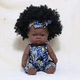 35cm Newborn Reborn African Doll Baby Simulation Soft Vinyl Children Lifelike Toys Christmas Birthday Toys Dolls for Babies